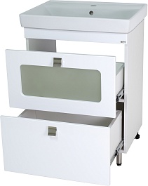 Misty Мебель для ванной Урал 60 R 2 ящика белая – фотография-3